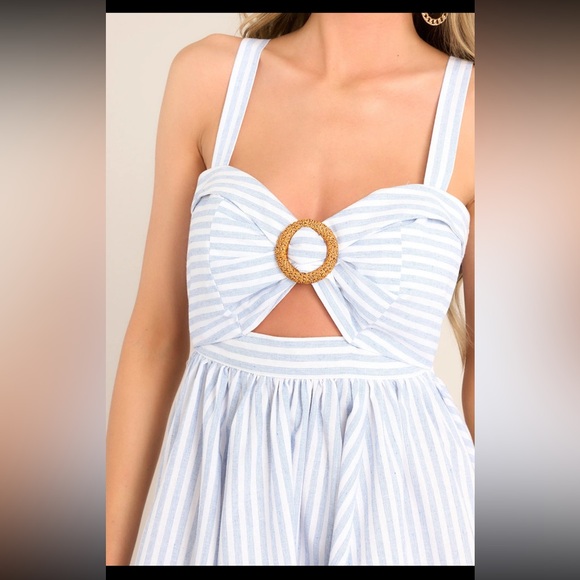Breezy Days Light Blue Stripe Cutout Mini Dress - Picture 3 of 8